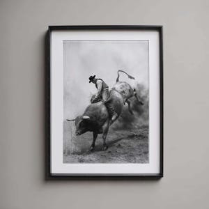 Rodeo Poster Bull Rider Art Cowboy Action Western Motion Dusty Rodeo Bold Cowboy Western Decor Rustic Wall Art Texas Rodeo Country Wild Bull
