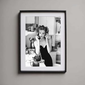 Retro Art Poster Vintage Photography Fashion Wall Art Classic Woman Art Old Hollywood Art Timeless Elegance Black White Print Glamour Poster