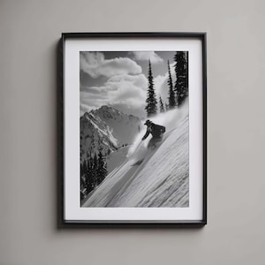 Cowboy Wall Art Skiing Wall Art Black and White Western Wall ArtVintage Ski Print Ski Lodge Decor Man Cave Decor Quirky Wall Art Mountain