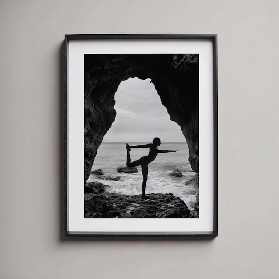 Yoga Wall Art Zen Meditation Art Mindful Living Print Vintage Photography Monochrome Yoga Peaceful Home Decor Balance Aesthetic Beach Print