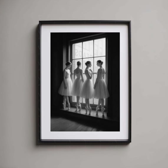 Ballet Wall Art Dancer Window View Graceful Photo Art Black White Ballet Elegant Wall Print Ballet Girl Poster Chic Minimal Art Poised Woman