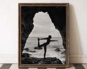 Yoga Wall Art Zen Meditation Art Mindful Living Print Vintage Photography Monochrome Yoga Peaceful Home Decor Balance Aesthetic Beach Print