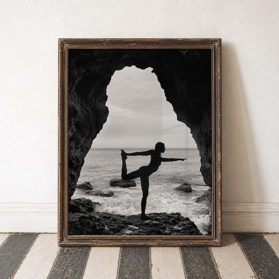 Yoga Wall Art Zen Meditation Art Mindful Living Print Vintage Photography Monochrome Yoga Peaceful Home Decor Balance Aesthetic Beach Print