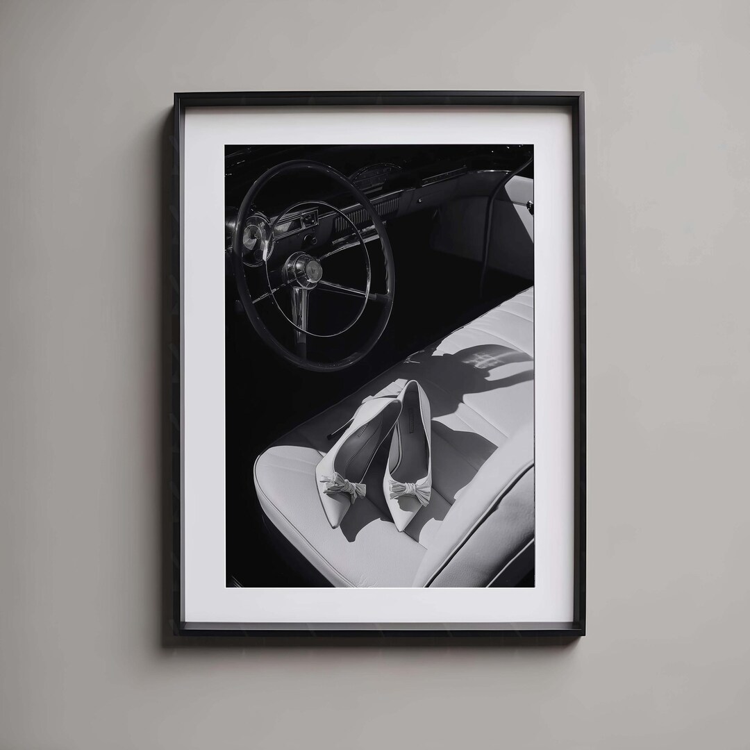 Vintage Car Art Black and White Fashion Wall Art Retro Photography ...