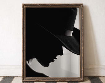 Cowgirl Shadow Mystery Cowgirl Black Hat Art Western Silhou Minimal Western Bold Cowgirl Modern West Chic Cowgirl Shadow Poster Western Edge