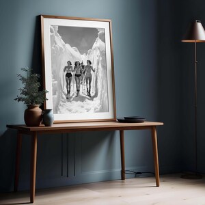 Skiing Wall Print Vintage Ski Poster Adventure Wall Art Retro Sports Art Winter Wonderland Black White Print Snow Mountain Active Lifestyle image 6