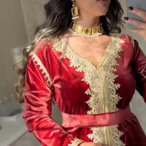 Luxurious Velvet Moroccan Caftan Designs Eid Party Dress maxi Moroccan Handcrafted Wedding dress Gift for women