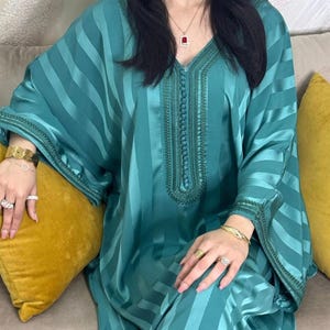 Moroccan Embroidered Gandoura, Gandoura marocaine, Gandoura Thobe, Bohemian Dress, Moroccan djellaba