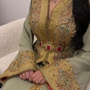 Luxury Moroccan Bridal Takchita Dress for Nikah Kaftans Dress for Bride Handmade for Nikah and Wedding Ceremony Gift for women