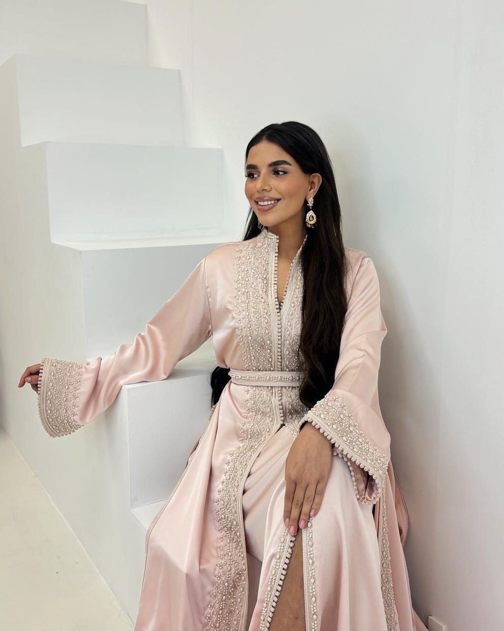 Moroccan Dress Caftan Brocard Rose Caftan Marocain En Brocard Rose