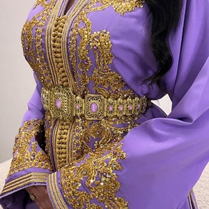Free Moroccan Belt Classy Kaftan Gold Embroidery Moroccan Caftan Bridal Dresses for Wedding Nikah Ceremony Gift for Her