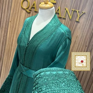 Green Silk & Organza EMBROIDERY Takshita 2026– Moroccan Handcrafted Elegance by Maâlam 2025