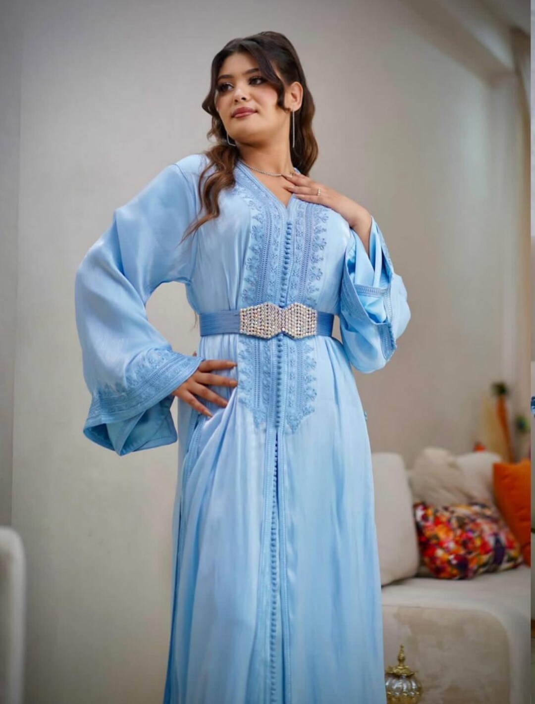 Sky Blue Elegant Moroccan Caftan,summer Bride New Collection ,trendy ...