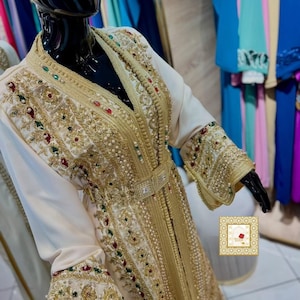 Luxurious Traditional Clothes Hand-Crafted Kaftan, White and Gold Hand-Embroidery Caftan Summer Nikah Dress HIGH QUALITY limited edition2026