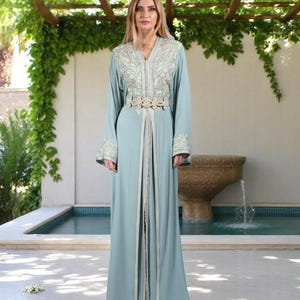 LUXURIOUS Haute Couture Traditional Handcrafted  Moroccan Takchita- Summer Dubai Arab kaftan  Dress Hand-embroidery