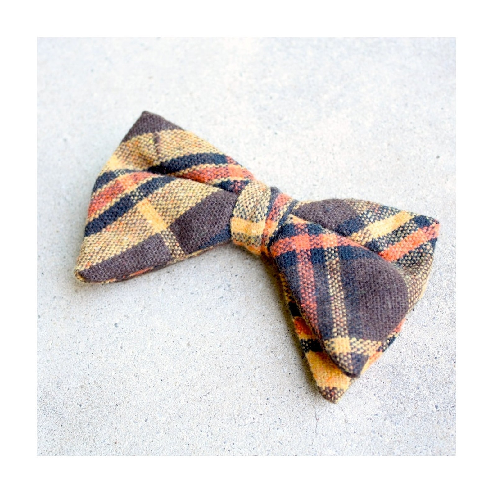 Vintage 1970s Mens Plaid Clip On Bow Tie Etsy