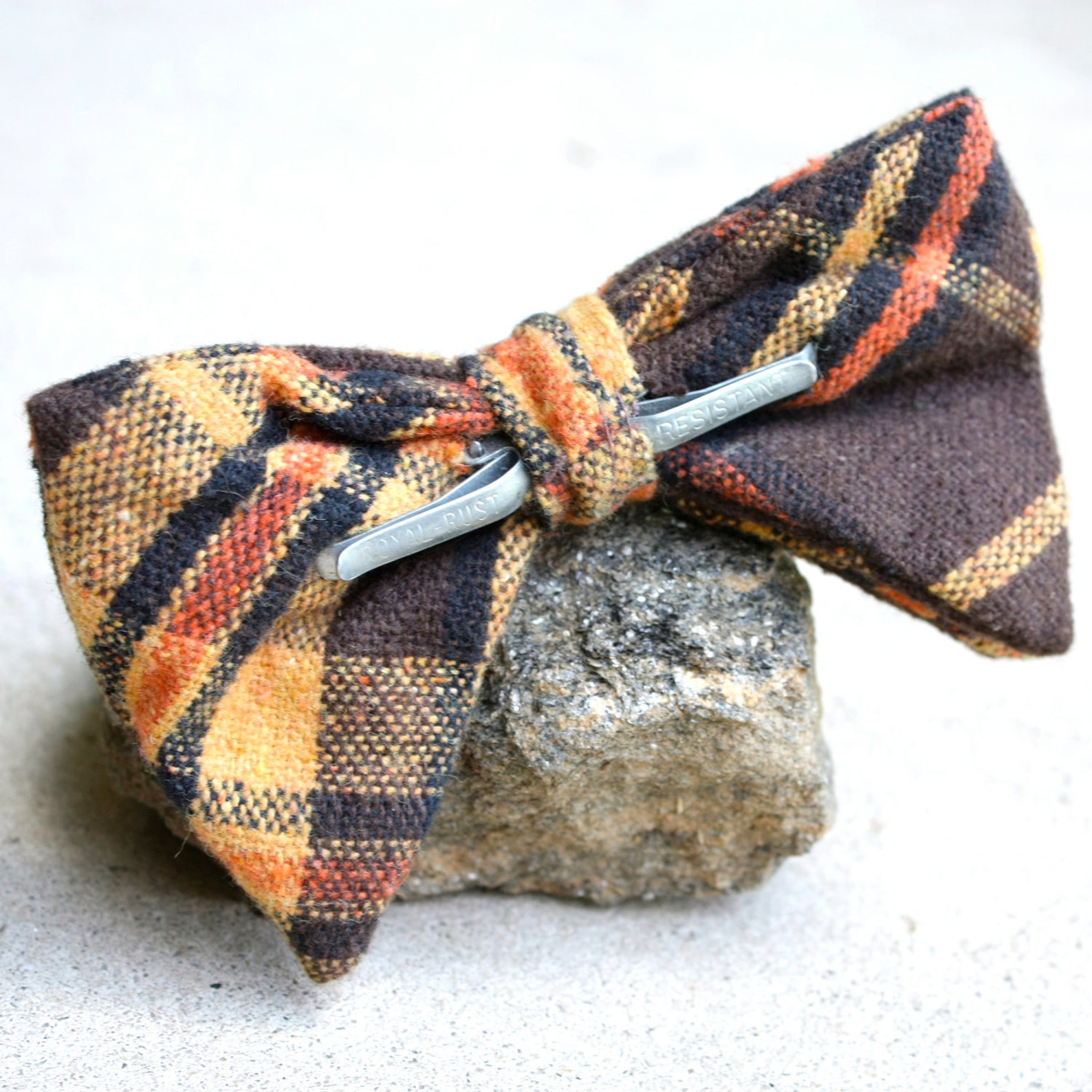 Vintage 1970s Mens Plaid Clip On Bow Tie Etsy