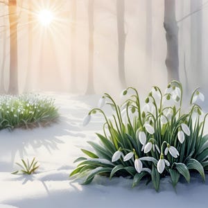 Immagine carina bucaneve Dipinto di fiori ad acquerello Decorazione da parete Immagine ad acquerello Regalo di compleanno Buono regalo digitale Popolare su Etsy Arte da parete