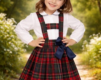 Classic Girls Tartan Pinafore Dress |Scottish Plaid School Kids Tartan Outfit Available in 50+ Tartans | Different Sizes