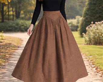Elegante wollen midi-rok met hoge taille | Klassieke winter warme wolmix rokken | In 16+ kleuren