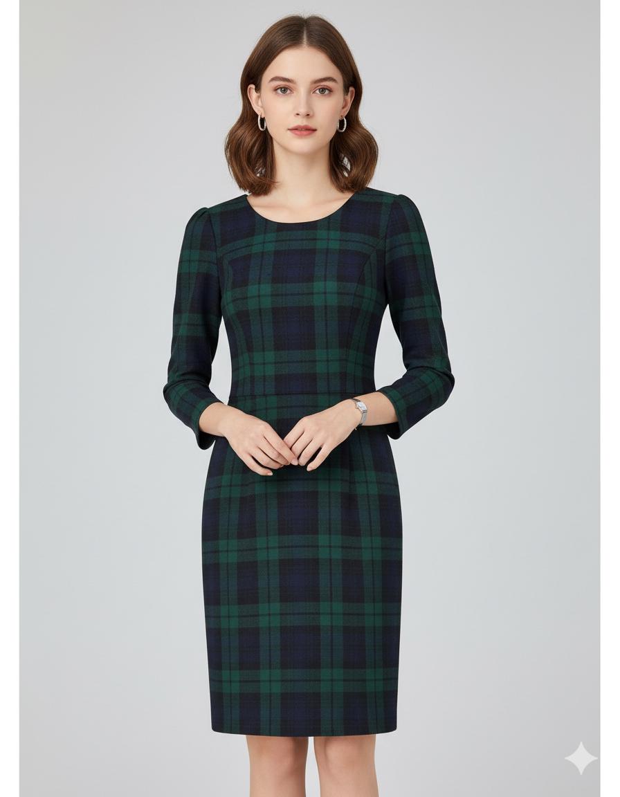 Women's Tartan Dress - Classic Scottish Plaid Pencil Dress | Elegant Fitted Inside Lining Dress Available in 50+ Tartans