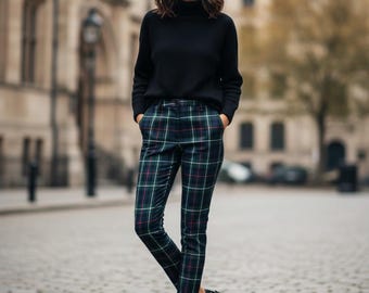 Damskie spodnie w szkocką kratę – Highland Custom Made Tartan Slim-Fit Pants Dostępne w ponad 50 wzorach kraty