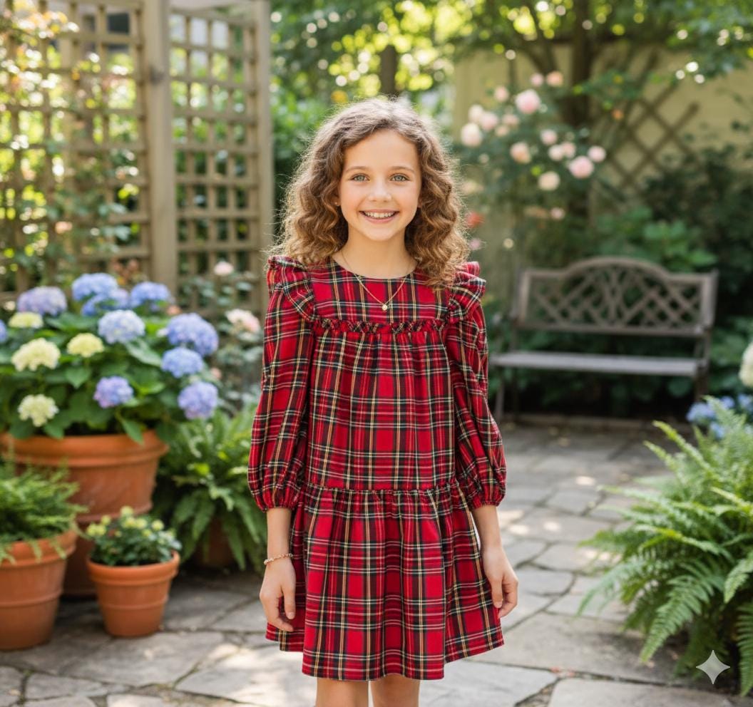 Girls Tartan Plaid Holiday Dress - Scottish Acrylic Wool Tartan Christmas Outfit for Kids Available in 50+ Tartans