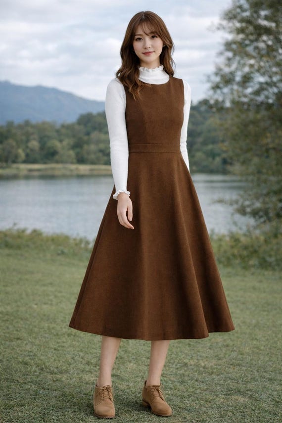 a line winter dresses Black Wool Midi Dress - A-Line Pleated Flowy Dress 1872 making it a versatile layering piece Wool A-Line Midi Dresses for