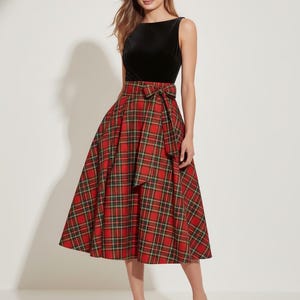 ladies tartan christmas dress Plaid Dresses for Women Christmas Tartan Button Down Flannel Shirt Dress  3/4 Sleeve Ruffle Mini Dress at Amazon Women's Clothing store