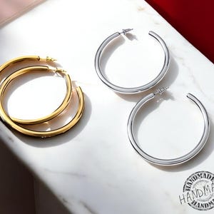 Titanium Stud Earrings, Hollow Hoop Earrings for Women, Non Tarnish Waterproof, Hypoallergenic Stainless Steel, Classic Minimalist Jewelry