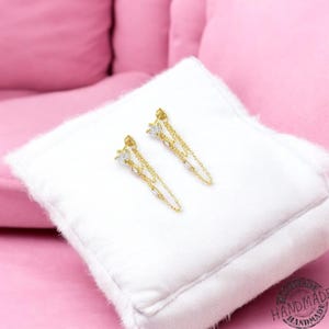 Titan Ohrstecker • 925 Sterling Silber • Gold Ketten Bead Tropfen Ohrringe • Hypoallergene Knorpel Ohrstecker • Luxus Schmuck für Damen