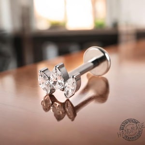 Pendientes de titanio de 16 g con forma de botón sin rosca para cartílago, hélice, trago, caracola, lóbulo y perforación superficial, joyería hipoalergénica, regalo para ella