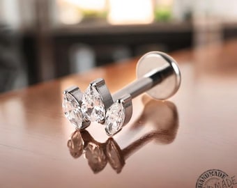 16G Titanium Stud Earrings Threadless Cartilage, Flat Back Helix, Tragus, Conch, Lobe, Surface Piercing  Hypoallergenic Jewelry Gift for Her