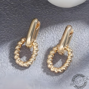 Shevalues Titanium Stud Earrings for Women – 14K Gold Convertible Link Paperclip Chain Drop Dangle Earrings, New Design, Wholesale Jewelry