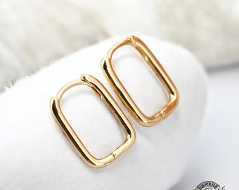 Rechthoekige titanium hoepels, implantaatkwaliteit, hypoallergeen, niet-aanslag, waterdicht, vintage stijl minimalistische oorbellen