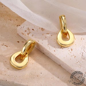 Titanium Stud Earrings • Gold Plated Hoop Earrings • Smooth Double Ring Design • Non-Tarnish & Waterproof Hypoallergenic Minimalist Jewelry
