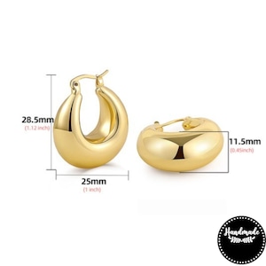 Titanium Stud Earrings, Croissant Hoop Earrings, Non Tarnish Waterproof, Hypoallergenic 18K Gold Plated, Chunky Twisted Minimalist Jewelry