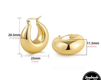 Titanium oorknopjes, Croissant-oorbellen, niet-aanslagbestendig, waterdicht, hypoallergeen 18K verguld, dikke gedraaide minimalistische sieraden