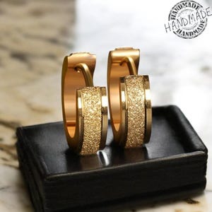 Titanium Stud Earrings, Frosted Gold & Silver Hoop Earrings, Stainless Steel Huggies, Non Tarnish Jewelry, Party and Anniversary Gift