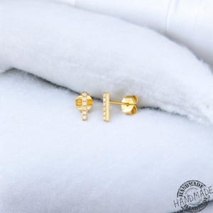 Brincos de pino de titânio, brincos de barra plana de prata esterlina 925, pinos de zircônia minimalistas, joias finas hipoalergênicas, presente elegante para mulheres