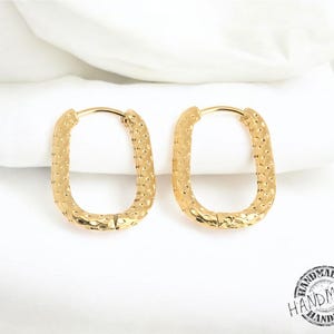 Titanium Stud Earrings, Gold Plated Hoop Earrings Non Tarnish Waterproof, Stainless Steel Hypoallergenic, Punk Style Minimalist Jewelry