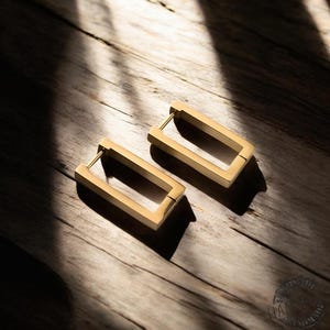 Pendientes de titanio para mujer: pendientes geométricos cuadrados, joyas rectangulares de metal dorado, regalo minimalista de moda 2025