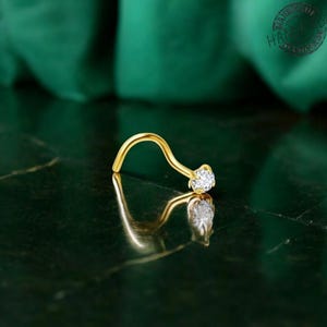 Moss Agate Nose Ring • L-Shaped & S-Shaped Stud • 925 Sterling Silver • Kite Gemstone • 20G Nostril and Septril Piercing Jewelry