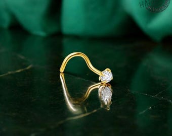 Moss Agate Nose Ring • L-Shaped & S-Shaped Stud • 925 Sterling Silver • Kite Gemstone • 20G Nostril and Septril Piercing Jewelry
