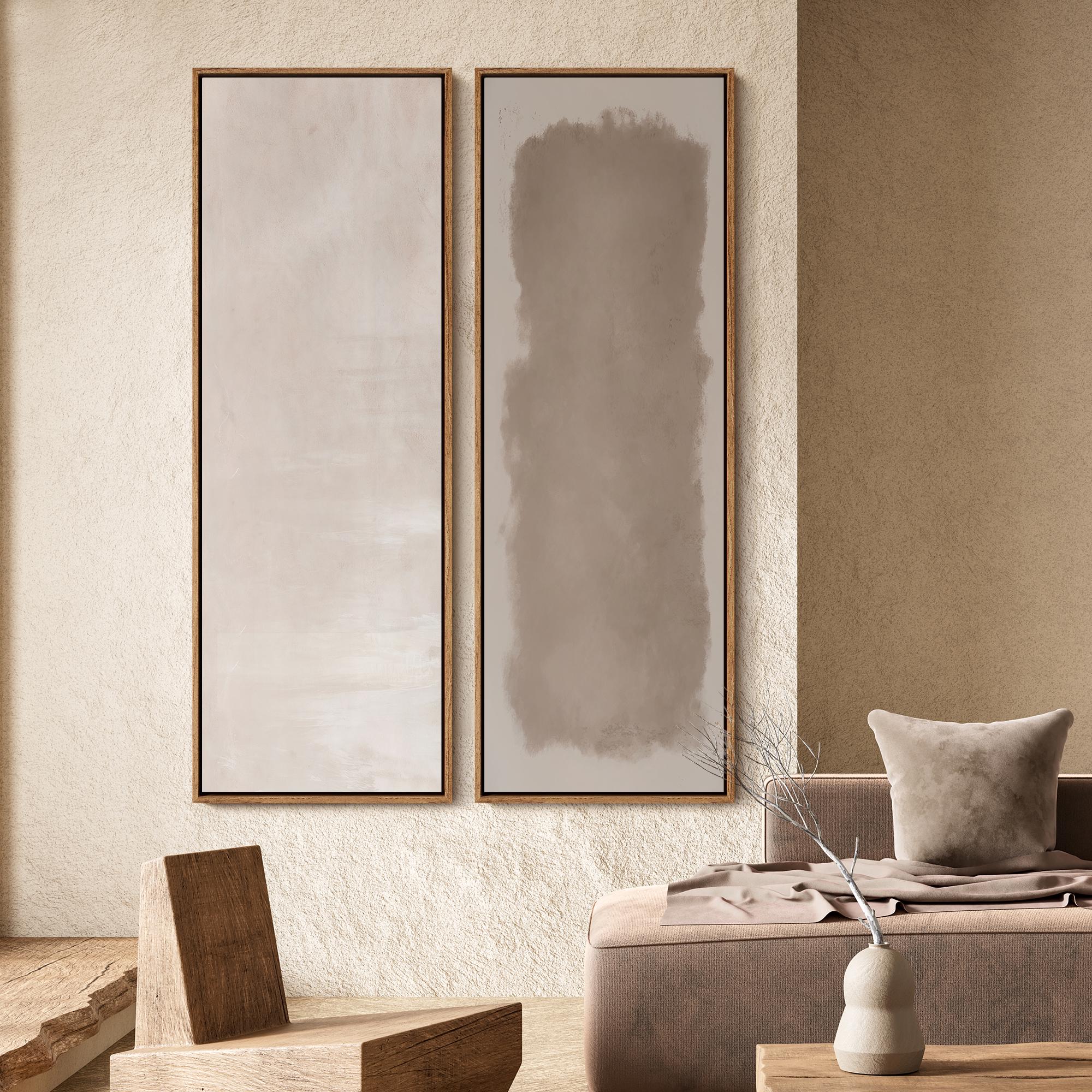 Minimalist Neutral Abstract Wall Art - 20x60 Framed Canvas Set | Beige ...