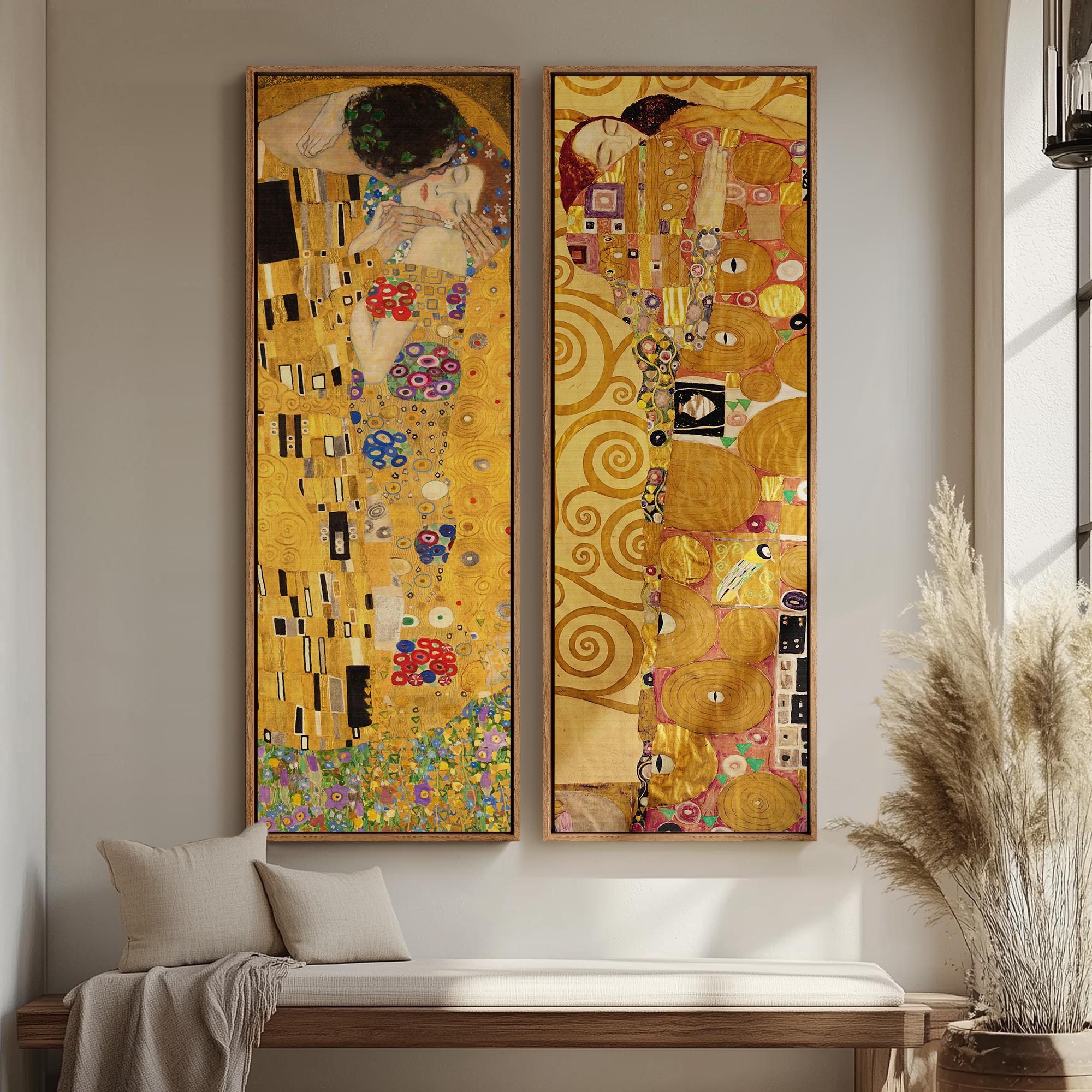 Gustav Klimt Wall Art - 20x60 Framed Canvas Set | the Kiss and Tree of ...