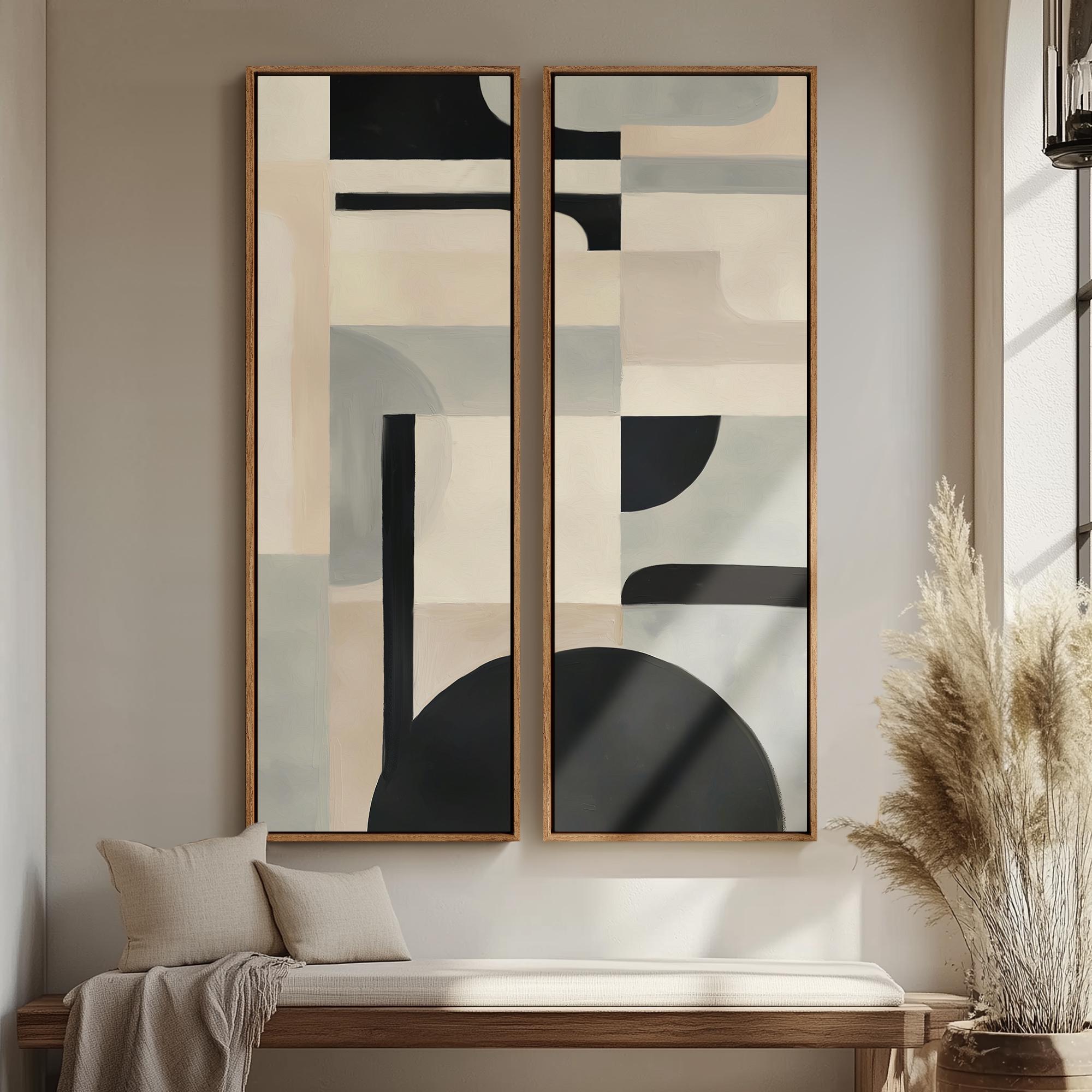 Minimalist Abstract Geometric Wall Art - 20x60 Framed Canvas Set ...