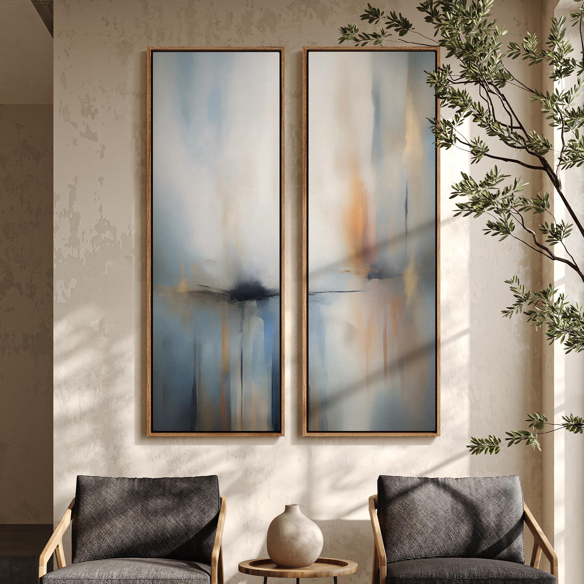 Luxury Modern Abstract Watercolor Wall Art - 20x60 Framed Canvas Set ...