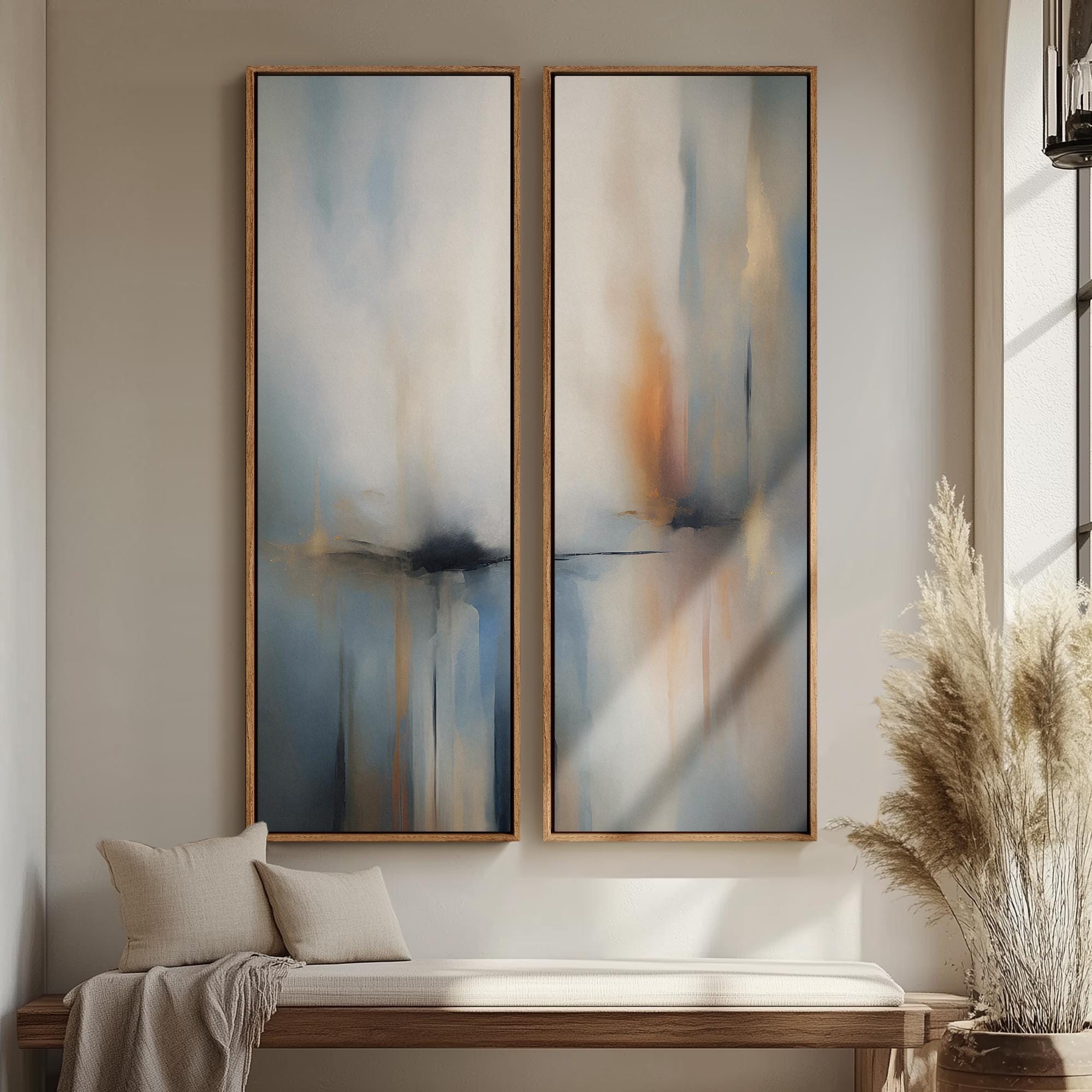 Luxury Modern Abstract Watercolor Wall Art - 20x60 Framed Canvas Set ...