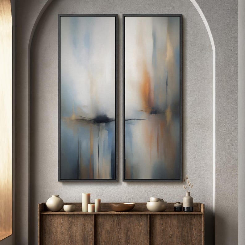 Luxury Modern Abstract Watercolor Wall Art - 20x60 Framed Canvas Set ...